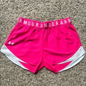 Under Armour Pink and White Athletic Shorts Lightweight Moisture-Wicking